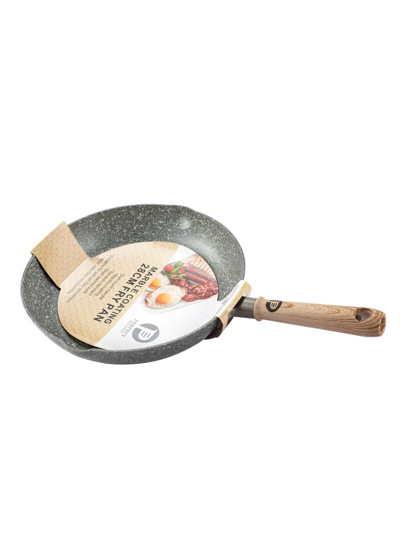 PERFECT KITCHEN Aluminum frypan 28 cm with wood hand  black color - Image 3